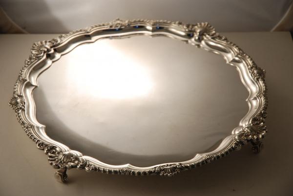 A George V Sterling Silver Shell and Gadroon Border Salver 1921
