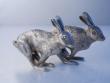 A Pair of Sterling Silver Hare Salt & Pepper Shakers