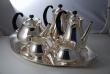 A Post War Silver Tea Set on Tray by Eric Clements