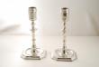 A Pair of Cast Victorian Silver Candlesticks by Holland, Aldwinkle and Slater