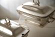 A pair of Old Sheffield Plate Sauce Tureens with the Walpole crest