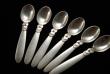 A Georg Jensen Silver Set of Cactus Pattern Coffee Spoons