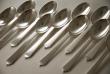12 Pyramid Pattern Silver Dessert Spoons by Georg Jensen