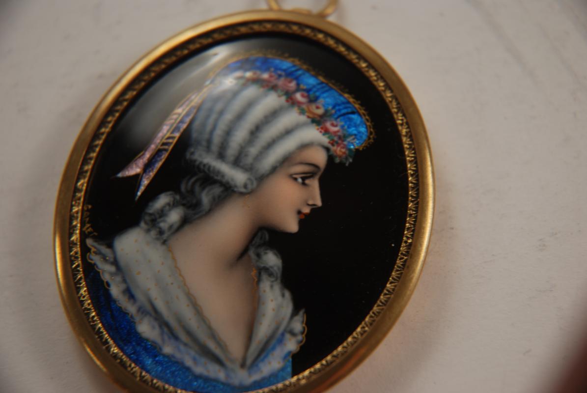 A Limoges Enamel Pendant  A Limoges Enamel Pendant