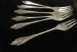 A Set of Sterling Silver Dessert Forks in Akkeleje Pattern by Georg Jensen