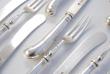 A SET OF VICTORIAN SILVER DESERT KNIVES AND FORKS FOR 12