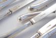 A SET OF VICTORIAN SILVER DESERT KNIVES AND FORKS FOR 12