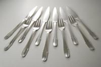 A set of Georg Jensen Silver Fish Cutlery: Bead Pattern