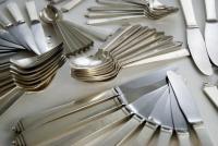 A Georg Jensen Silver Canteen of Cutlery in the Pyramid Pattern