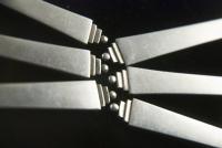 A Set of 6 Pyramid Pattern Silver Cake Forks by Georg Jensen