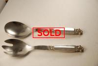 A Silver Flatware Set of Georg Jensen Silver Salad Servers in the Acanthus Pattern